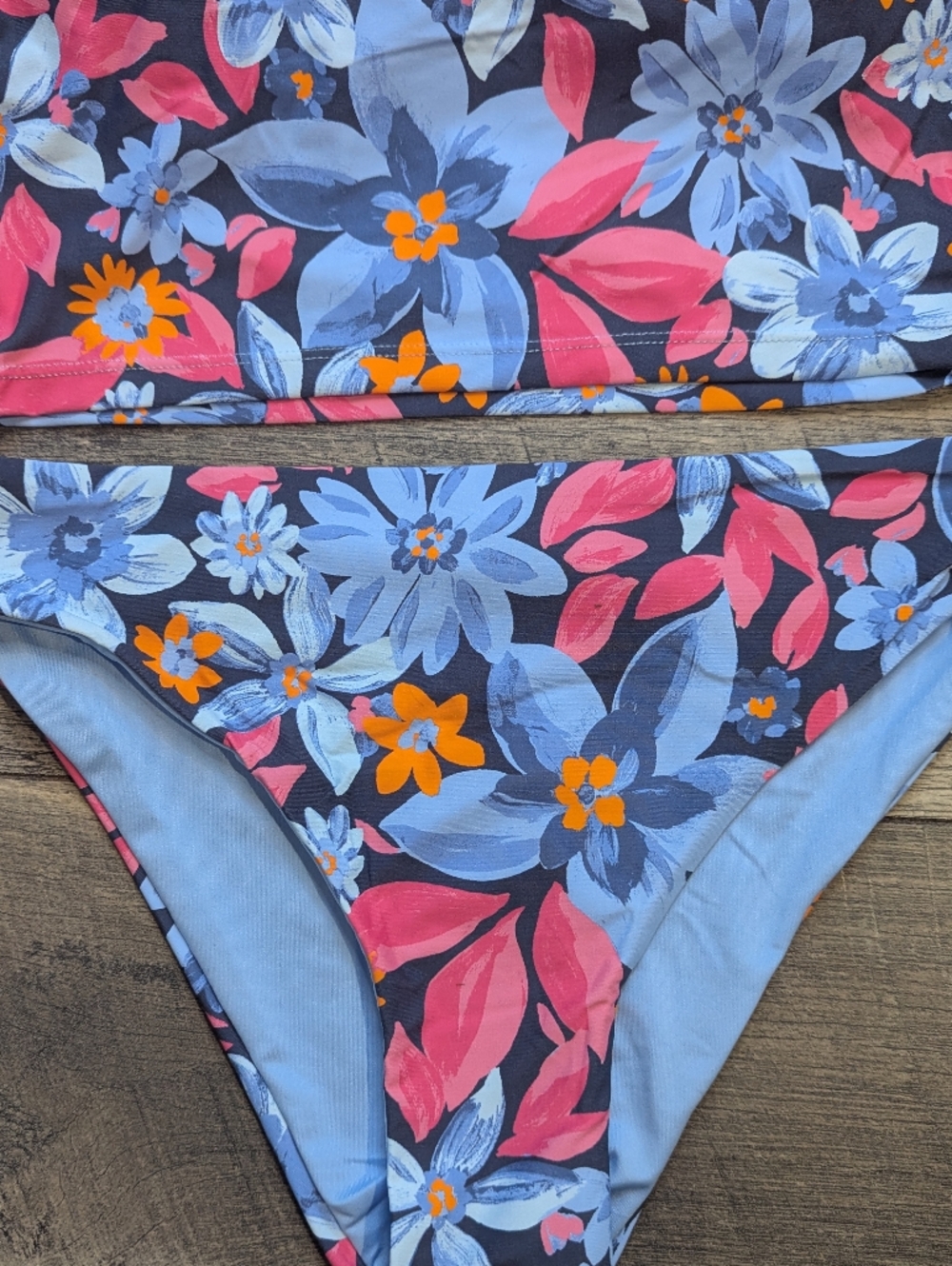 Roxy Floral Bikini Set in Blue, Pink & Orange - Picture 4 of 9